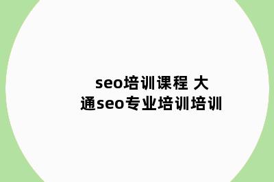 seo培训课程 大通seo专业培训培训